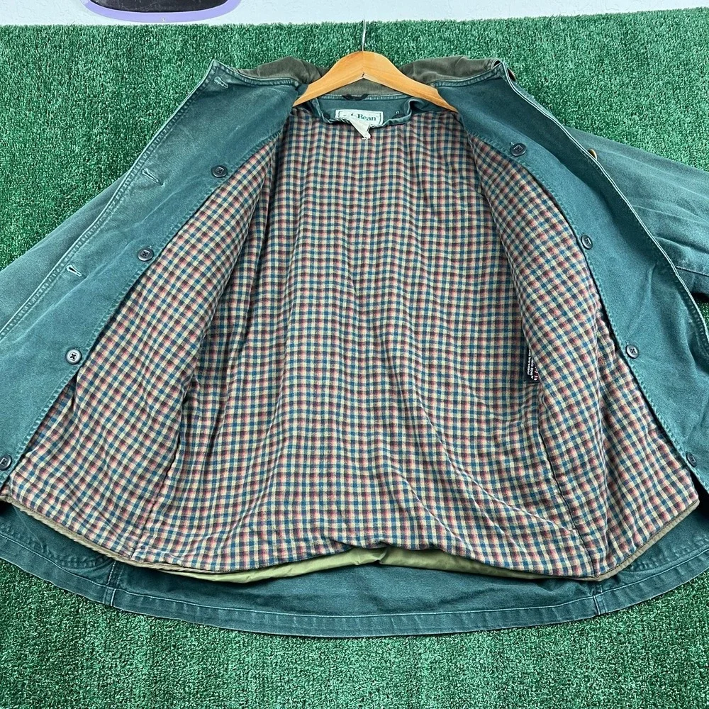 VTG L.L. Bean Jacket Women's Large Green Primaloft Lined Canvas Barn Field Coat - Picture 4 of 10